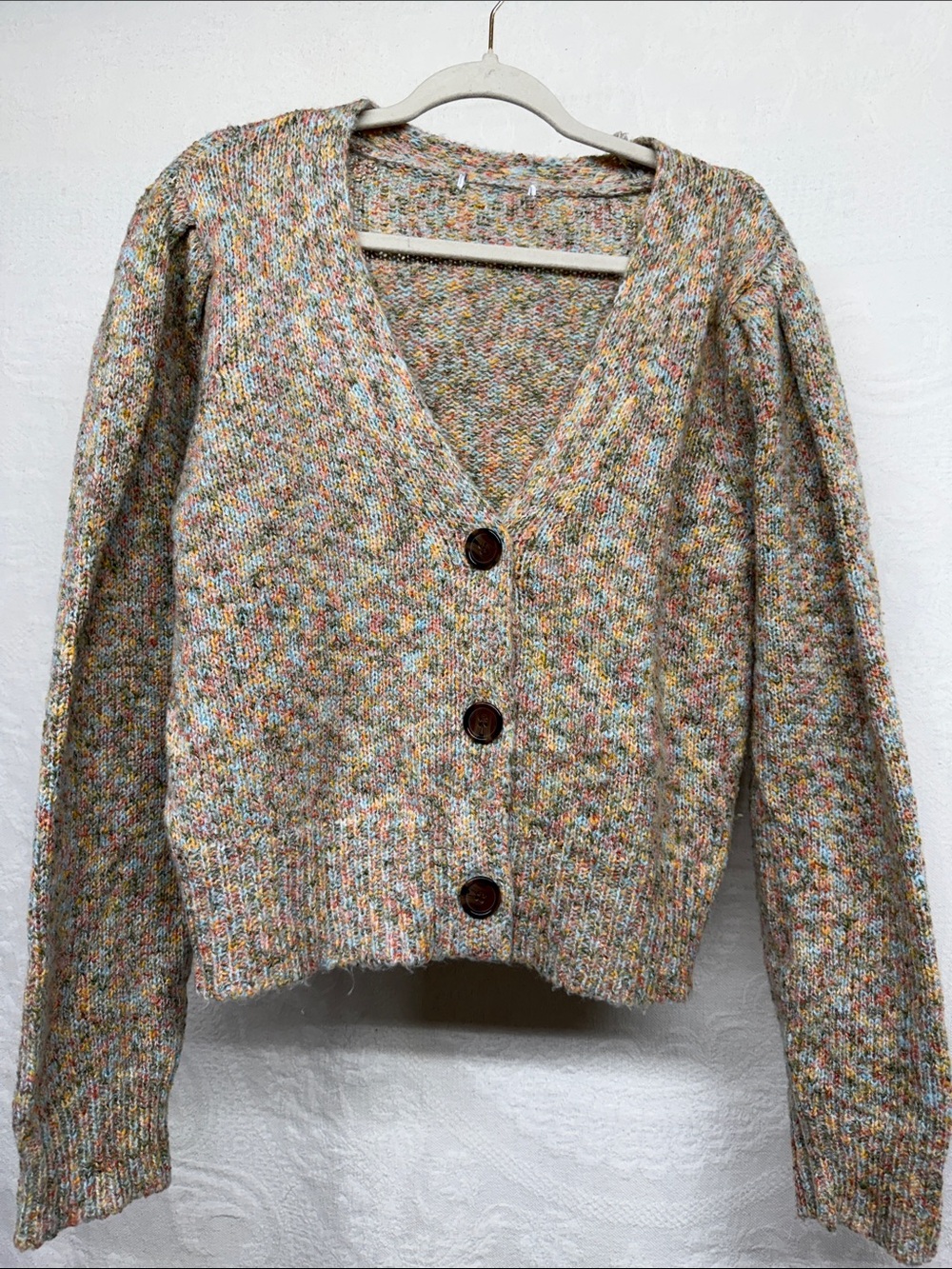 Multicolor V-Neck Button-Front Women’s Sweater Cardigan